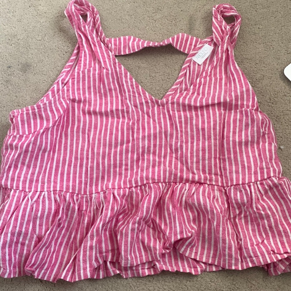 Pink and white tank top